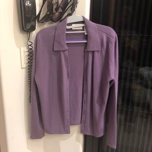Kathie lee lavender cardigan medium collar